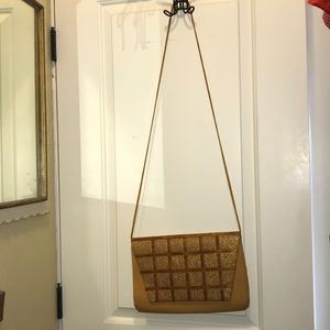 Vintage-Look Clutch/Shoulder Bag With Gold Detail